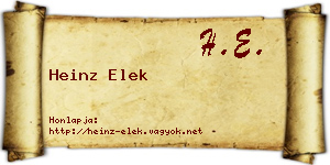 Heinz Elek névjegykártya